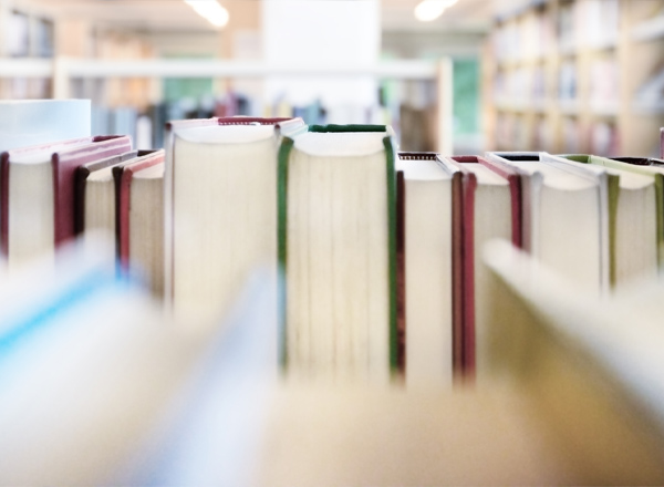 photo of books on a library shelf