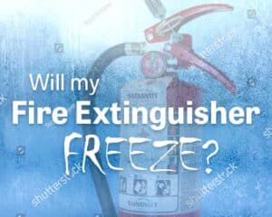 graphic that says "will my fire extinguisher freeze?"
