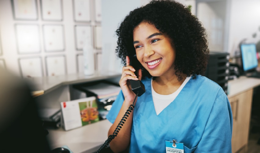 Healthcare worker on the phone