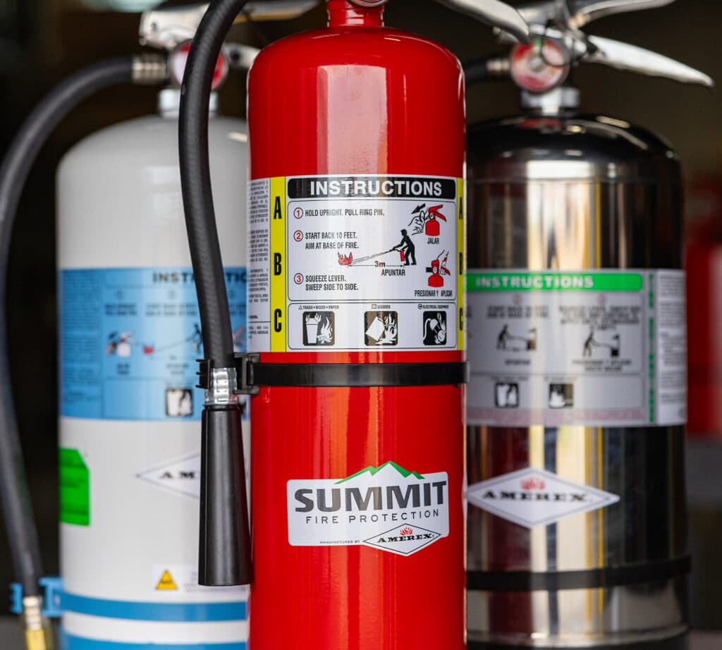 Fire extinguisher label with instructions and class information