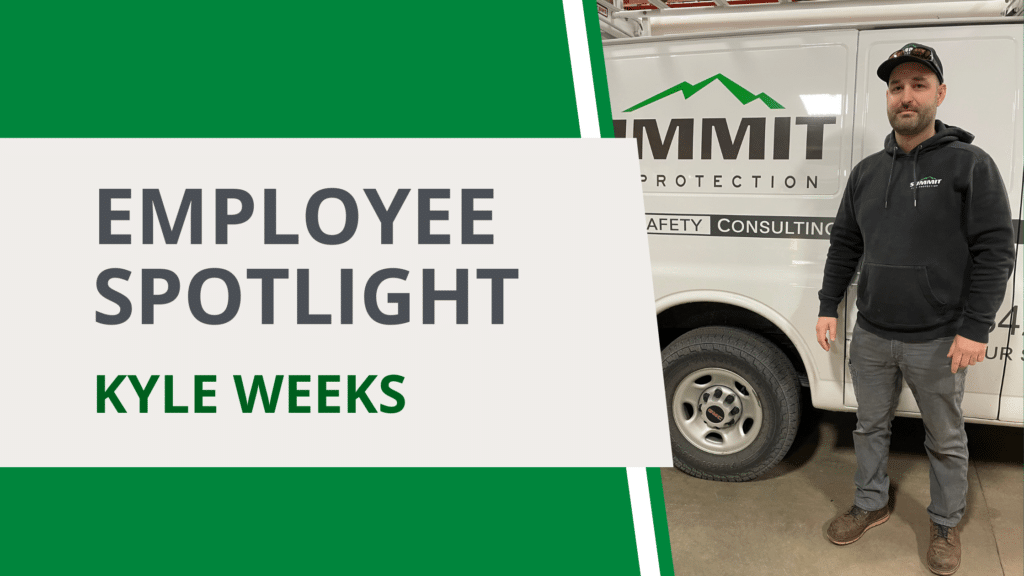 Graphic with Kyle Weeks next to a work van on the right and "employee spotlight" on the left