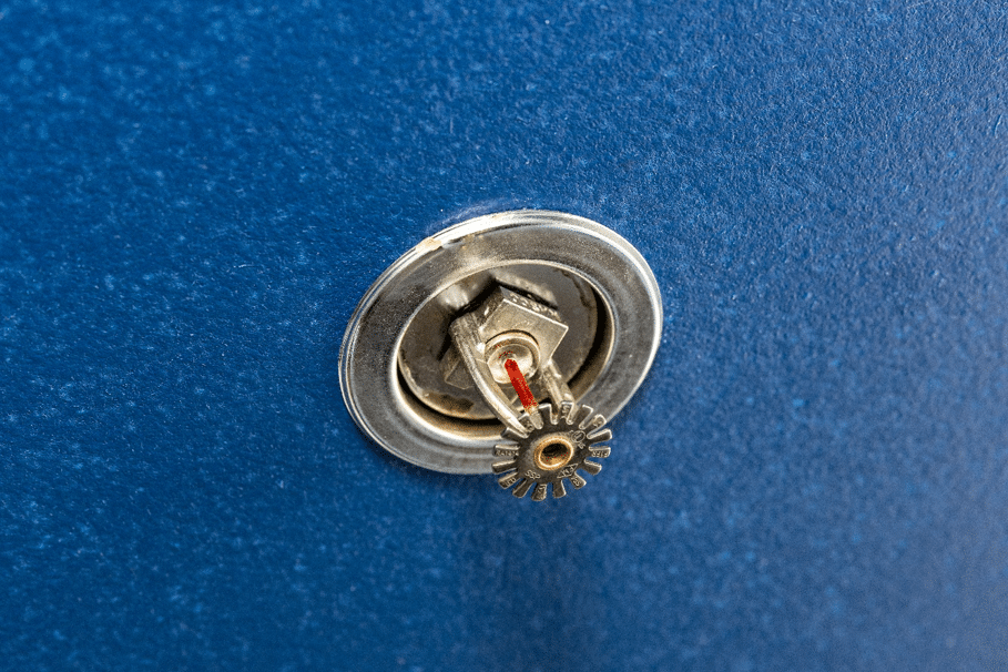 A fire sprinkler in an office building